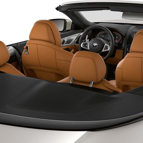 BMW M850i xDrive, interior with soft top open. BMW M850i xDrive, interior with soft top open.