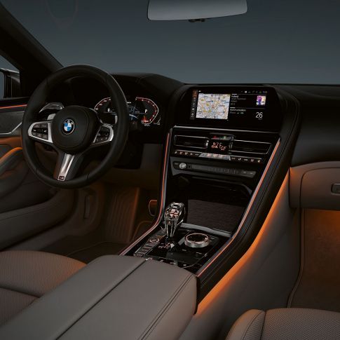 BMW M850i xDrive, interior, ambient lighting. BMW M850i xDrive, interior, ambient lighting.