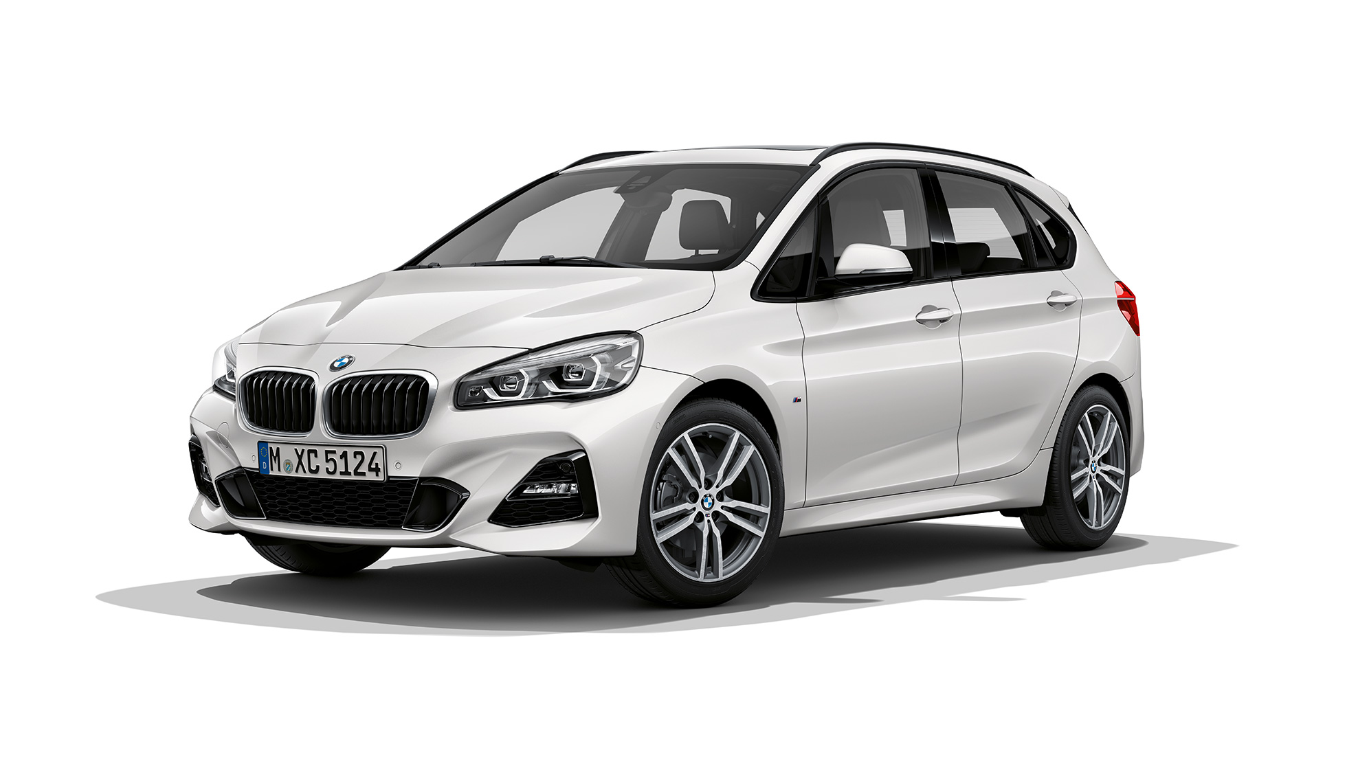 BMW 2 Series Active Tourer Model M Sport BMW 2 Series Active Tourer in white 220d xDrive Model M Sport F45 2018 Mineral White metallic three-quarter front view