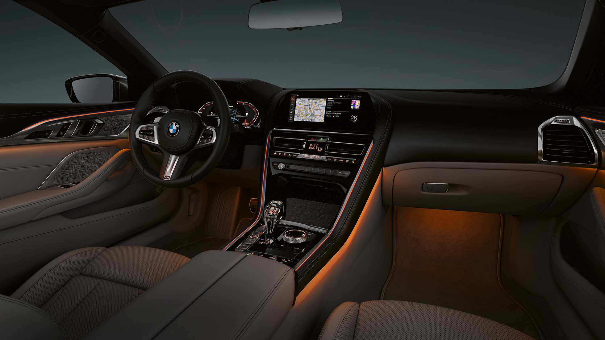 BMW M850i xDrive, interior, ambient lighting. BMW M850i xDrive, interior, ambient lighting.