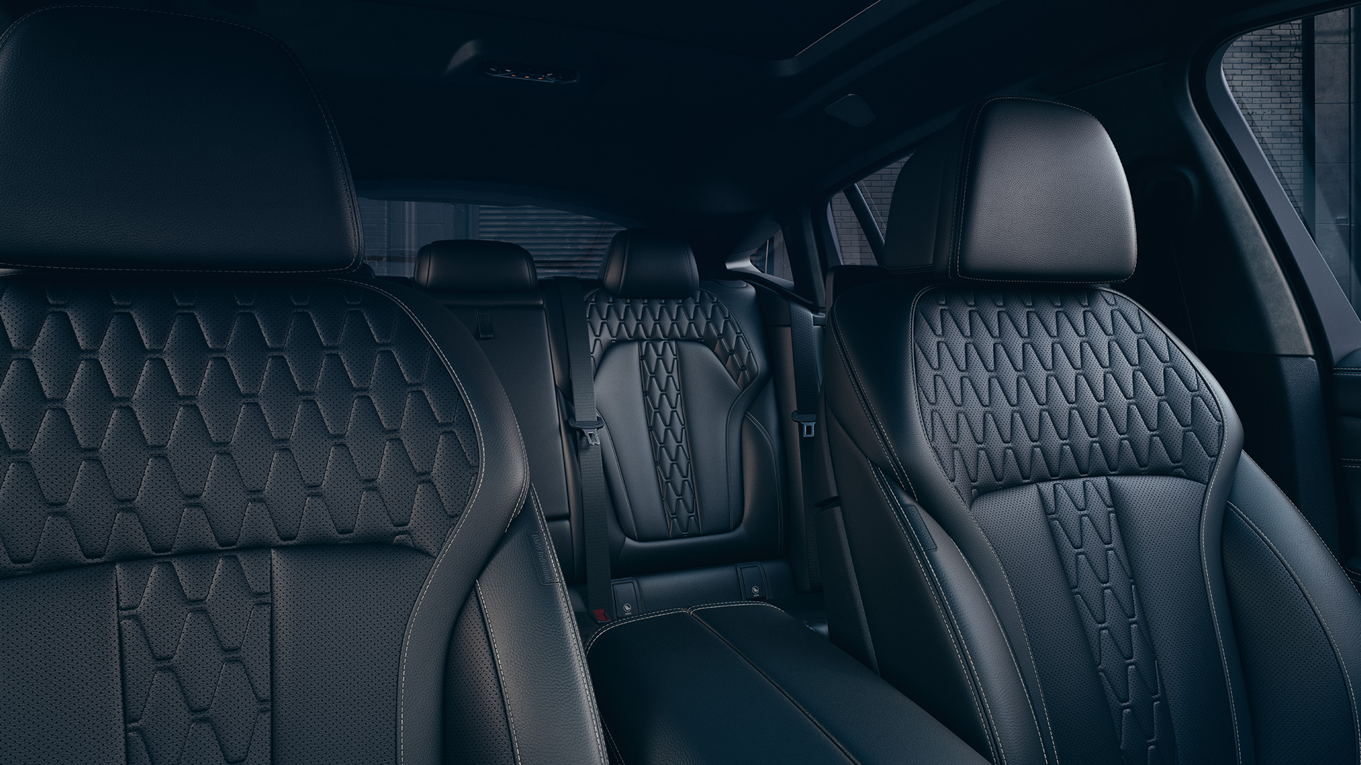 Sport seats of the BMW X6 M50i. Interior with focus on the sport seats of the BMW X6 M50i.